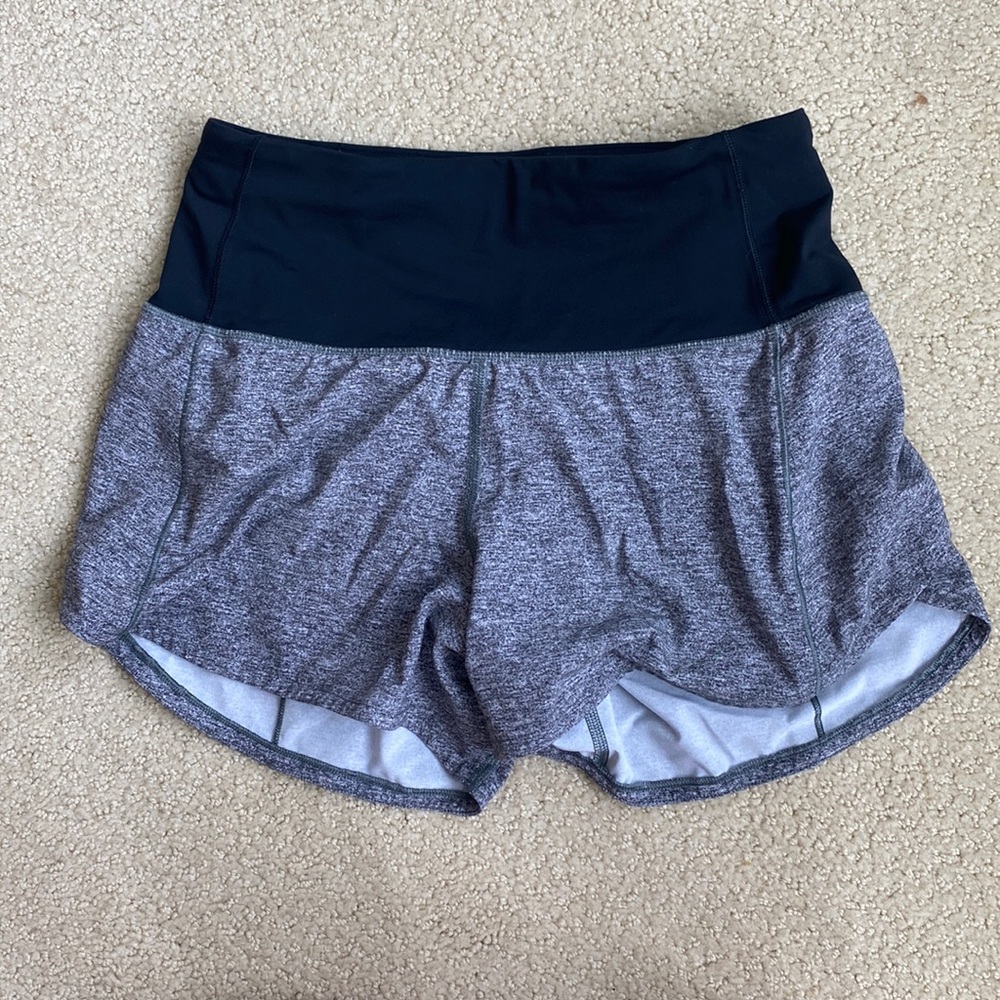 Gray + black Lululemon Speed Up Shorts Size 2